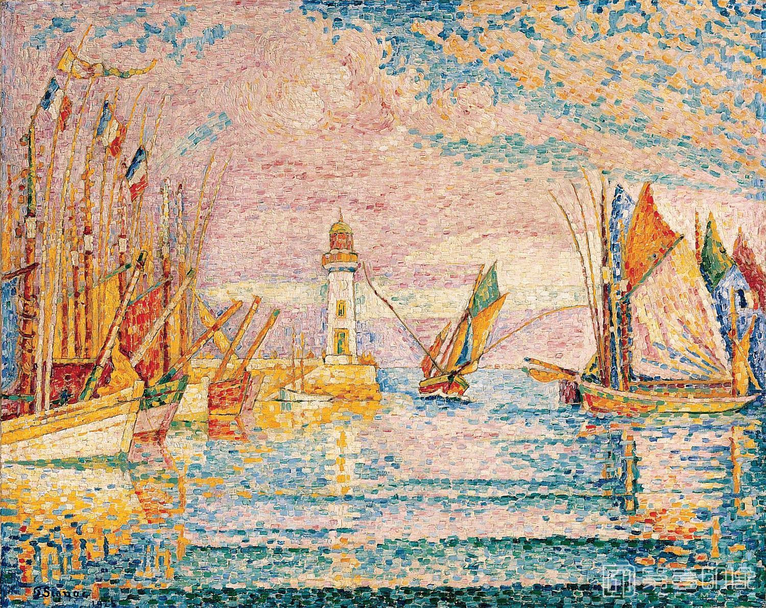 油画-美国纽约大都会美术馆油画藏画-Paul SignacLighthouse at Groix-1719